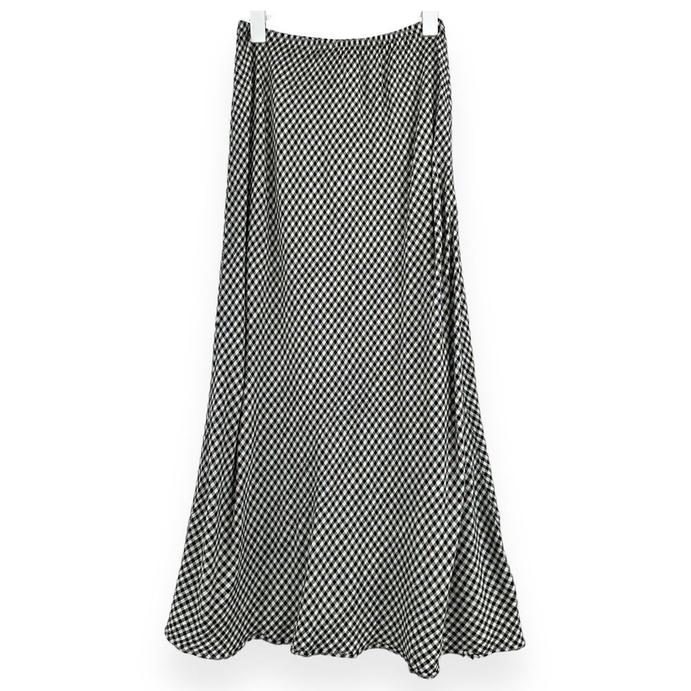 Made in USA Vintage Max Studio Black & White Gingham Midi Skirt